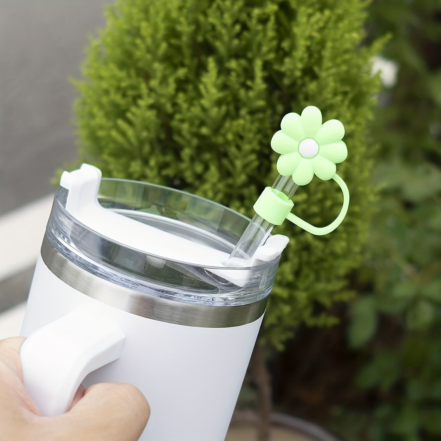 4pcs Cartoon Flower Silicone Straw Covers - Reusable Dustproof Straw Lid