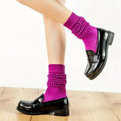 Solid Calf Socks Warm Knee High Socks Women's Stockings