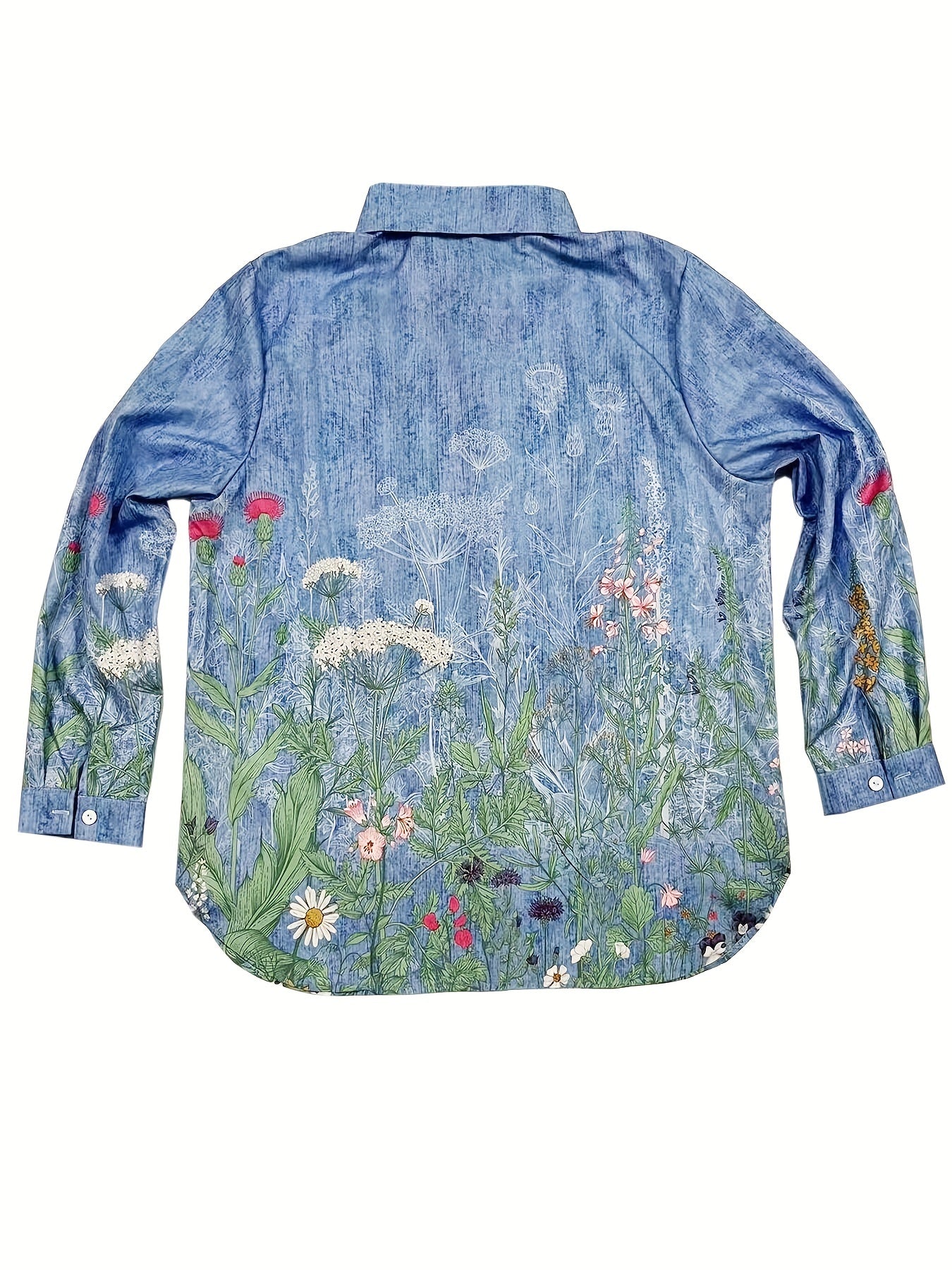  Floral Print Long Sleeve Button Up Shirt