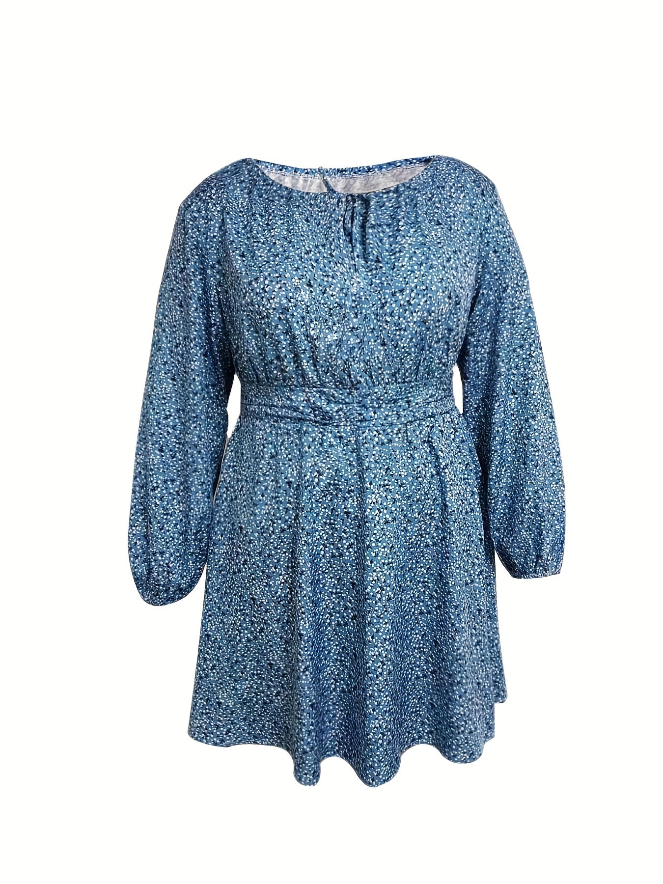  Ditsy Print Long Sleeve Mini Dress