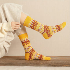 5 Pairs Geometric Pattern Mid Tube Socks for Women
