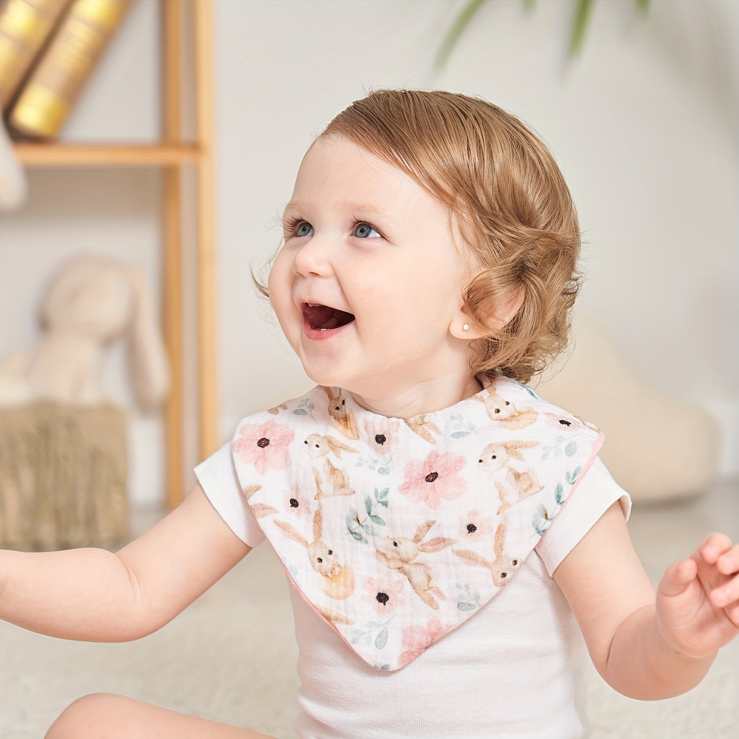 3pcs Baby Organic Cotton Soft Absorbent Detachable Bibs Baby Bandana Gauze