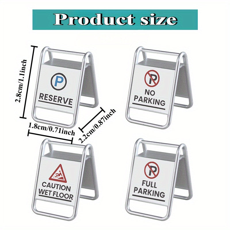 Mini Parking Signs Dollhouse Ornaments Gray Props Desktop Decor Car Interior