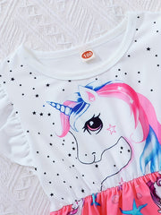 Girls Unicorn Skirt Set Sleeveless Outfit