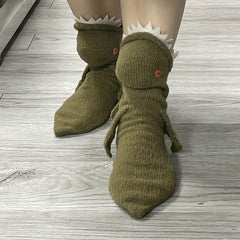 Dino Cartoon Knit Socks for Women