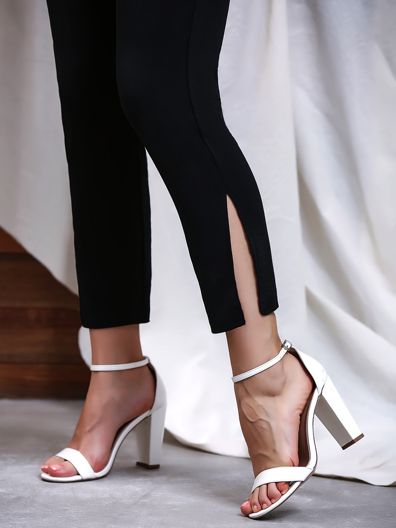  High Rise Cropped Pants Slim Fit Women's Business Casual