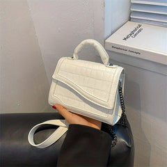 Asymmetrical Crossbody Bag PU Leather Metal Chain Mini Handbag