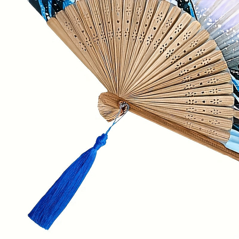 Large Ukiyo-e Surfing Kanagawa Figure Folding Fan