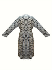  Boho Dress Colorblock Dot & Floral Print