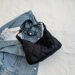 Women's Minimalist Hobo Bag with Quilted Detail and Zipper
