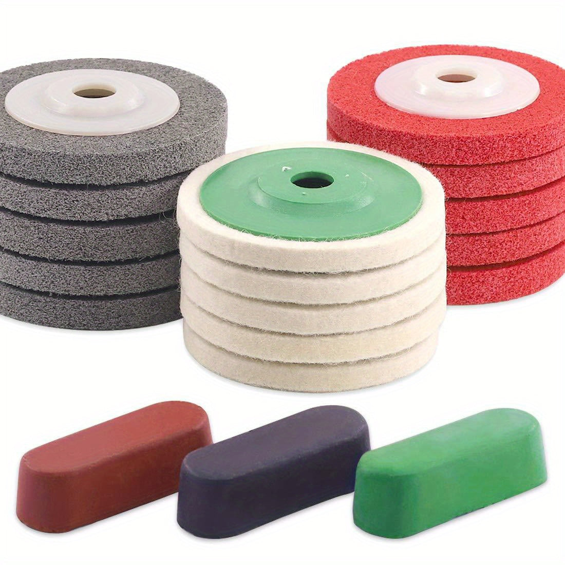 18pcs Polishing & Sanding Wheel Disc Kit 100mm Wool Felt Buffing Polishing Wheel