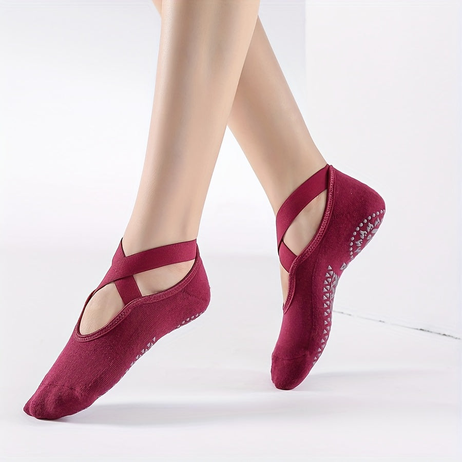Non Slip Grip Yoga Socks Strap Soft Sweat Absorption Athletic Socks