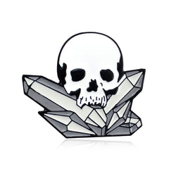 Crystal Column Skull Brooch