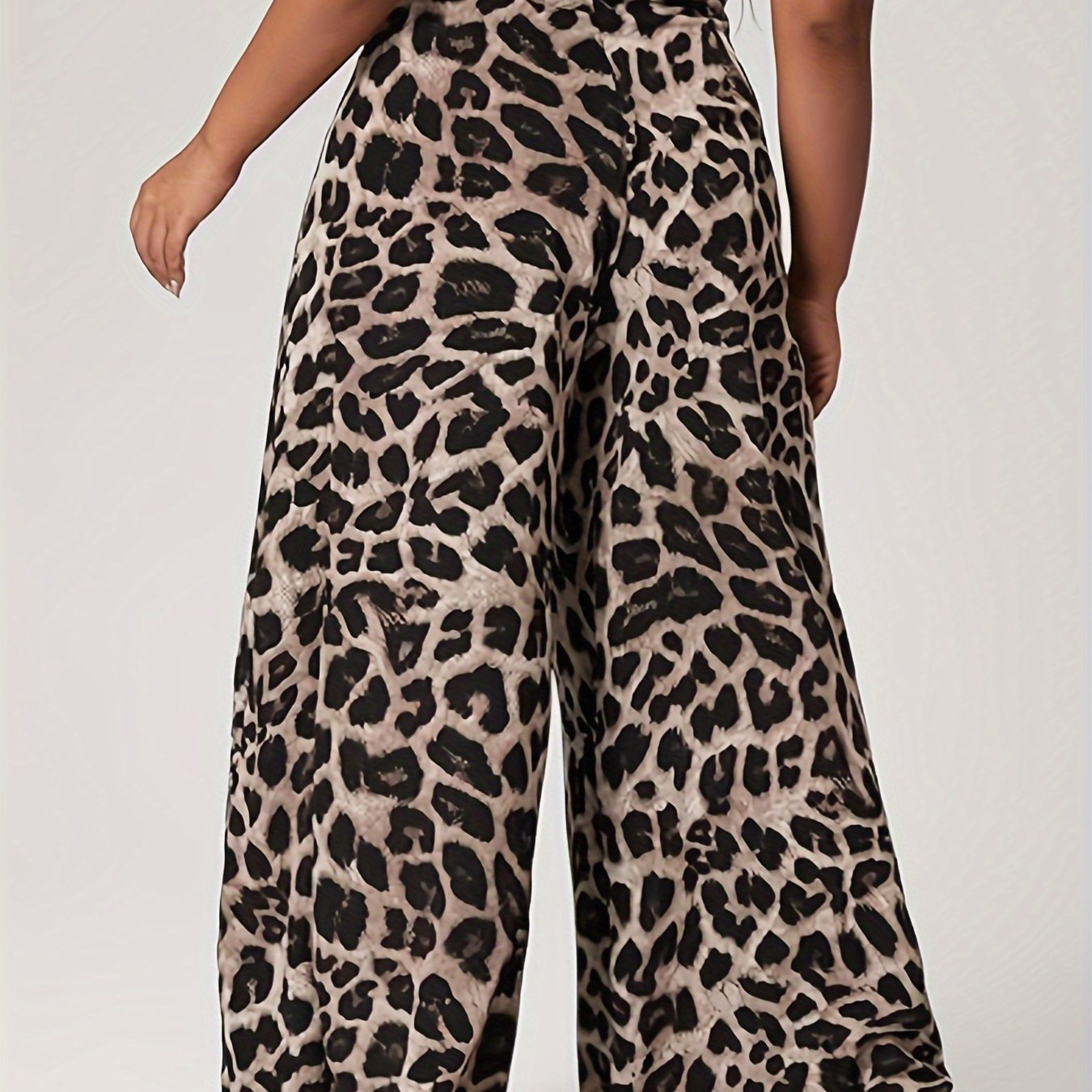  Leopard Print High Rise Wide Leg Trousers