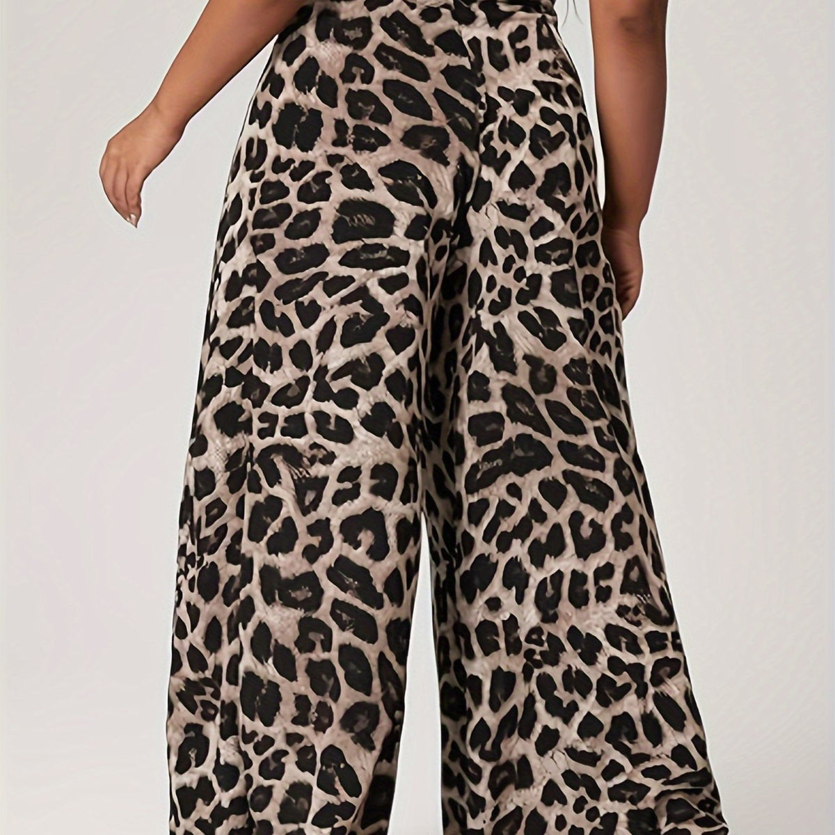  Leopard Print High Rise Wide Leg Trousers