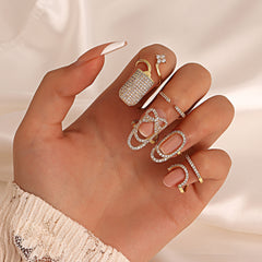 Geometric Diamond Open Nail Ring Temperament Manicure Set Ring