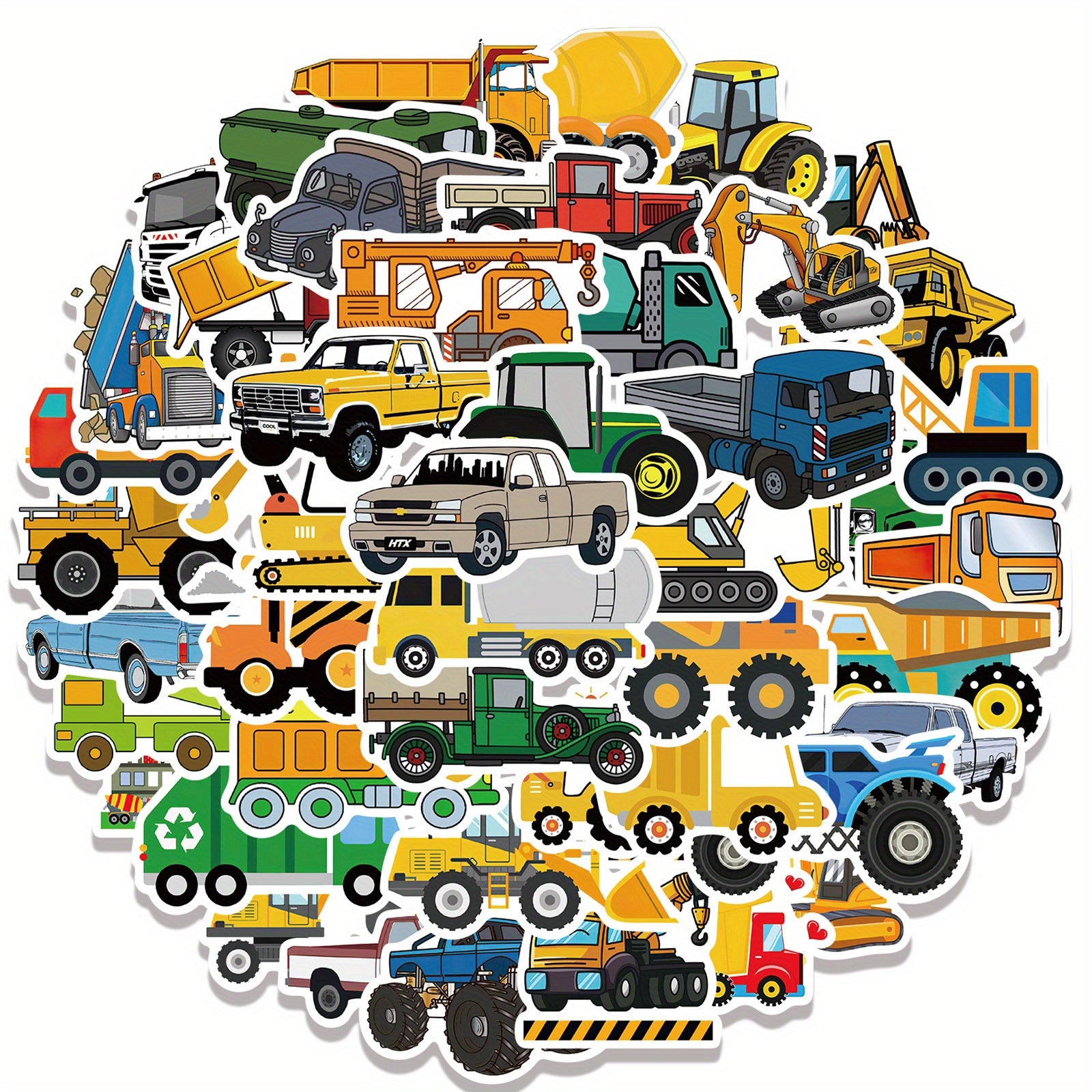 50pcs Cars Trucks Transportation Stickers for Boys & Girls