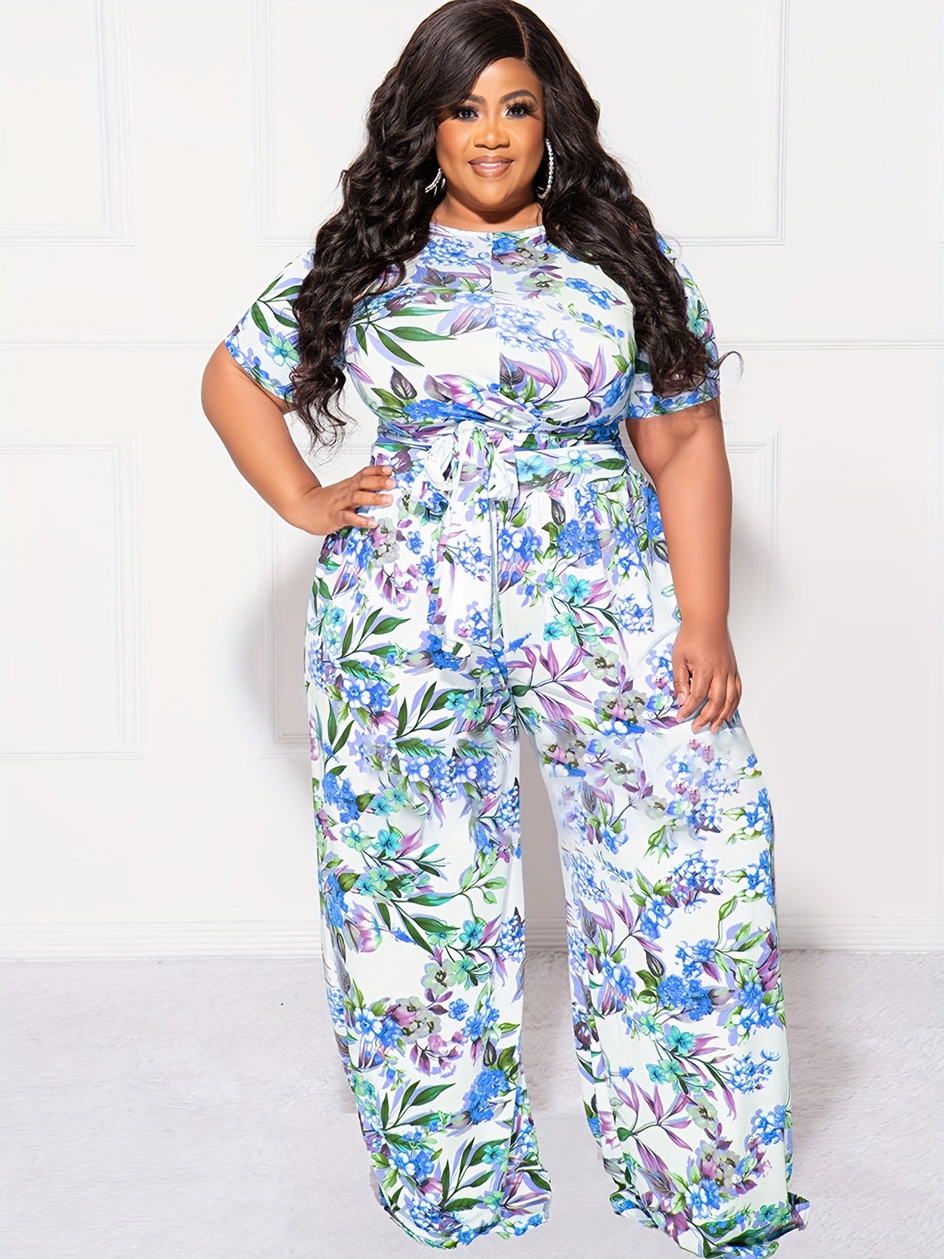  Floral Print Crop Top & Pants Set