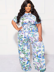  Floral Print Crop Top & Pants Set