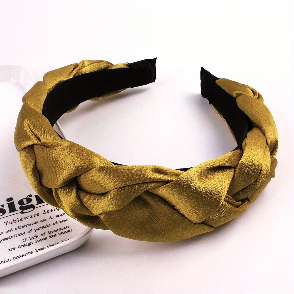 Solid Braided Hair Hoop Silk Headband Hair Accessory For Mother's Gift