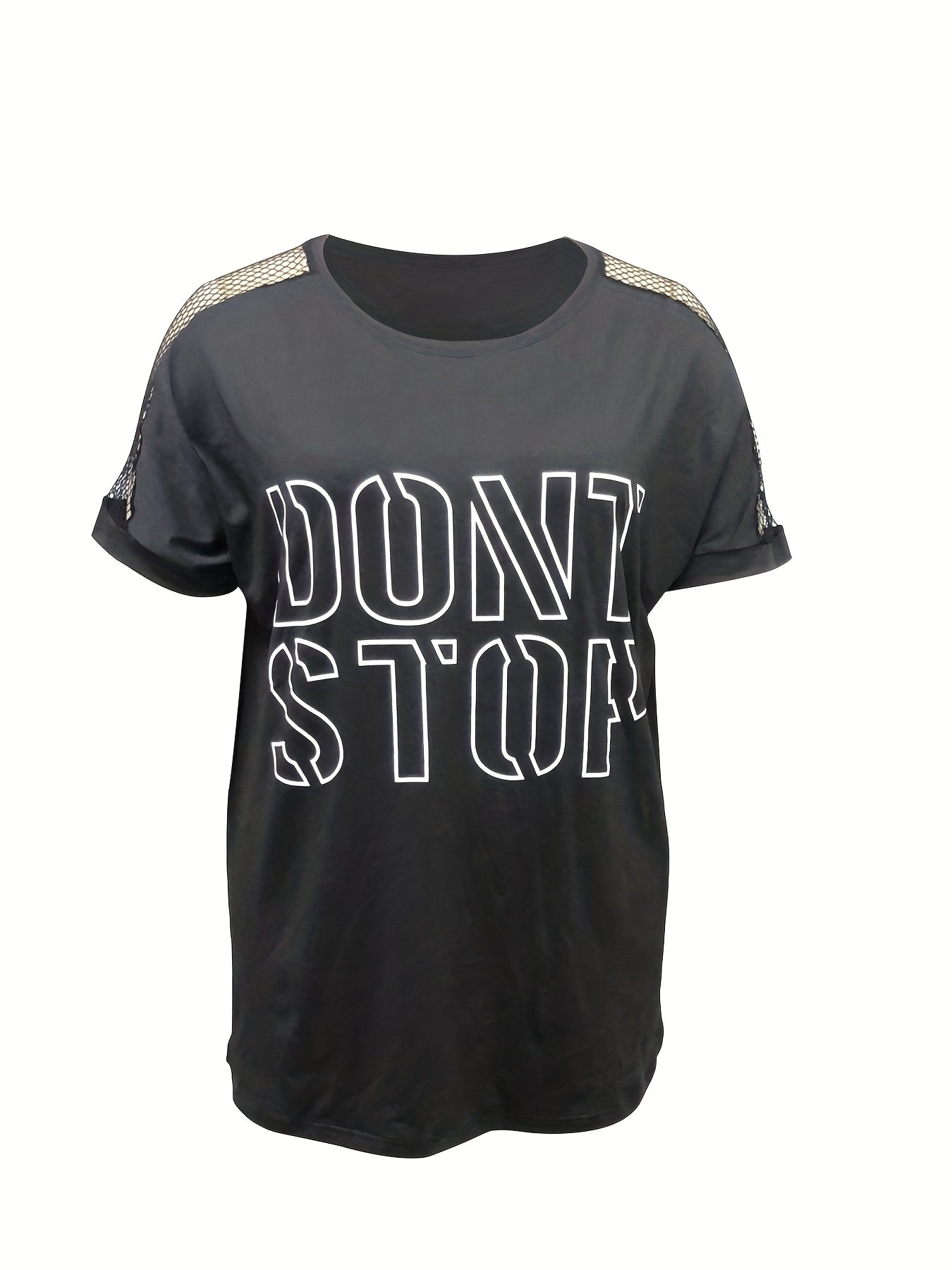  Women's Slogan Print Sports Top