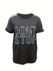  Women's Slogan Print Sports Top