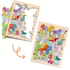 Colorful Dinosaur Traffic Puzzle Wooden Toy Enhances Recognition & Motor Skills