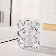 Transparent Pen Holder Round Glass Storage Bucket