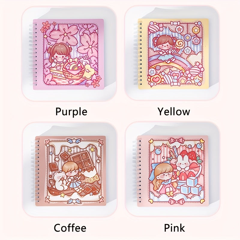 80 Sheets Cartoon Grid Inner Pages Spiral Coil Checkered Notebook