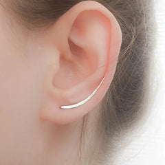 Long Copper Ear Climber Earrings Bar Studs