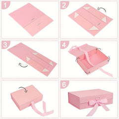 Pink Small Gift Box with Ribbon - Ideal for Christmas & Birthdays