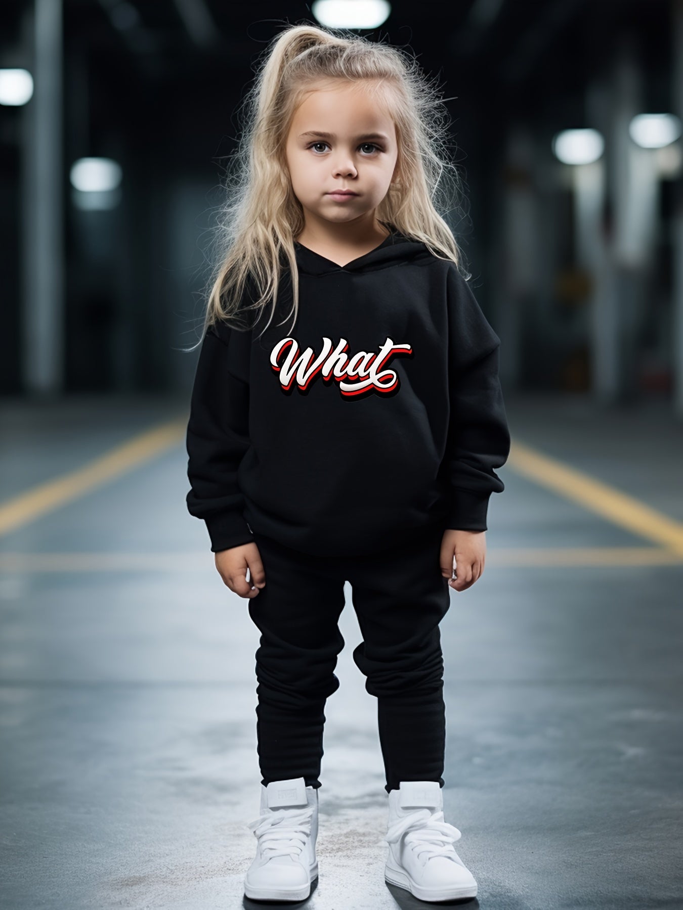 OERYUI Girls boys WHAT Print Hoodies Pants Set For Spring Fall Sports