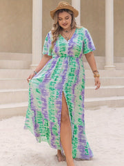  Tie Dye V Neck Maxi Dress