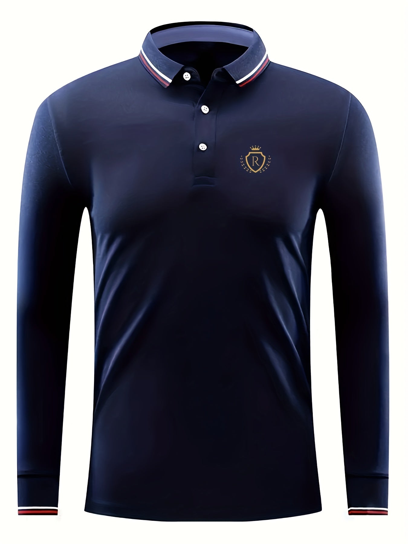 Crown & Emblem Pattern Men's Casual Long Sleeve Shirt