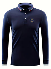 Crown & Emblem Pattern Men's Casual Long Sleeve Shirt