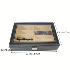 8 Grid PU Leather Sunglasses Storage Box