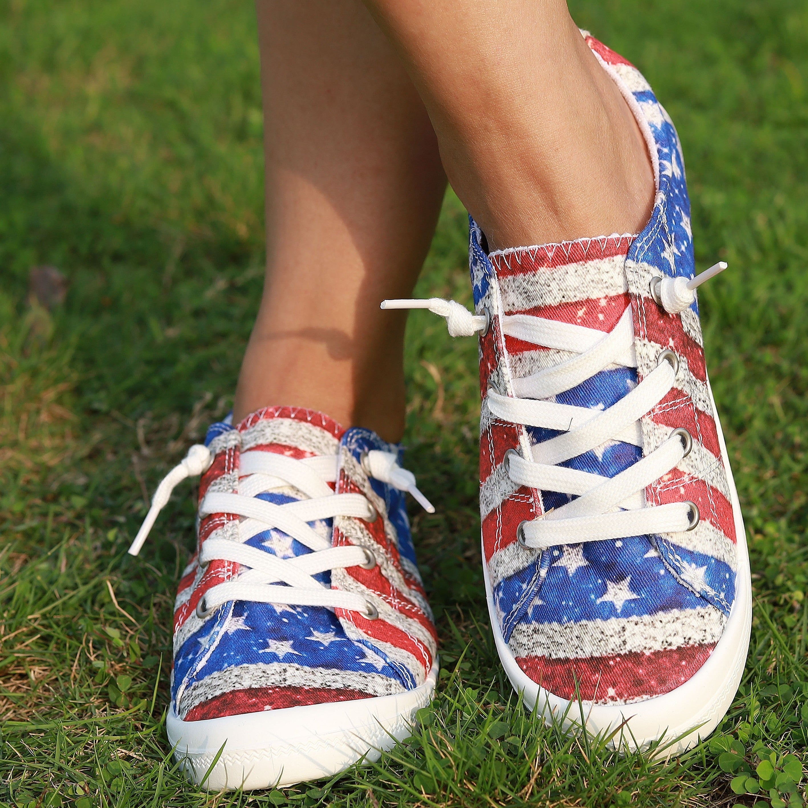 Women's Flag Pattern Canvas Shoes Low Top Flat Sneakers