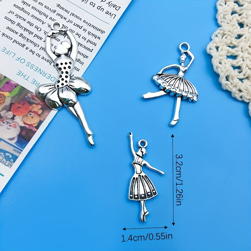 20pcs Antique Silvery Ballerina Girl Pendants For DIY Jewelry Making