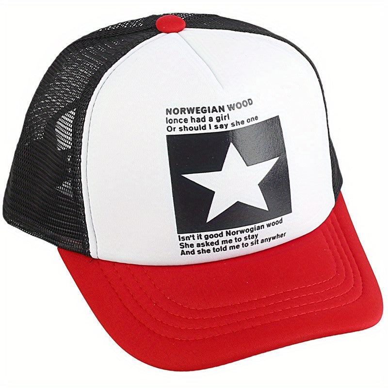 Pentagram Print Mesh Trucker Hat Unisex Breathable Baseball Cap