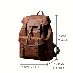 Vintage Men's Leather Backpack Classic Paratroopers Bag 39