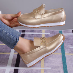 Metal Ball Decor Sneakers Lace Up PU Leather Anti-slip Shoes