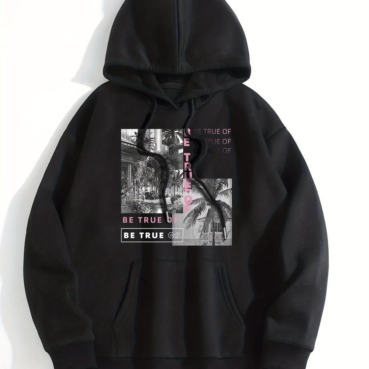 Graphic Print Kangaroo Pocket Hoodie Women's Sweatshirt