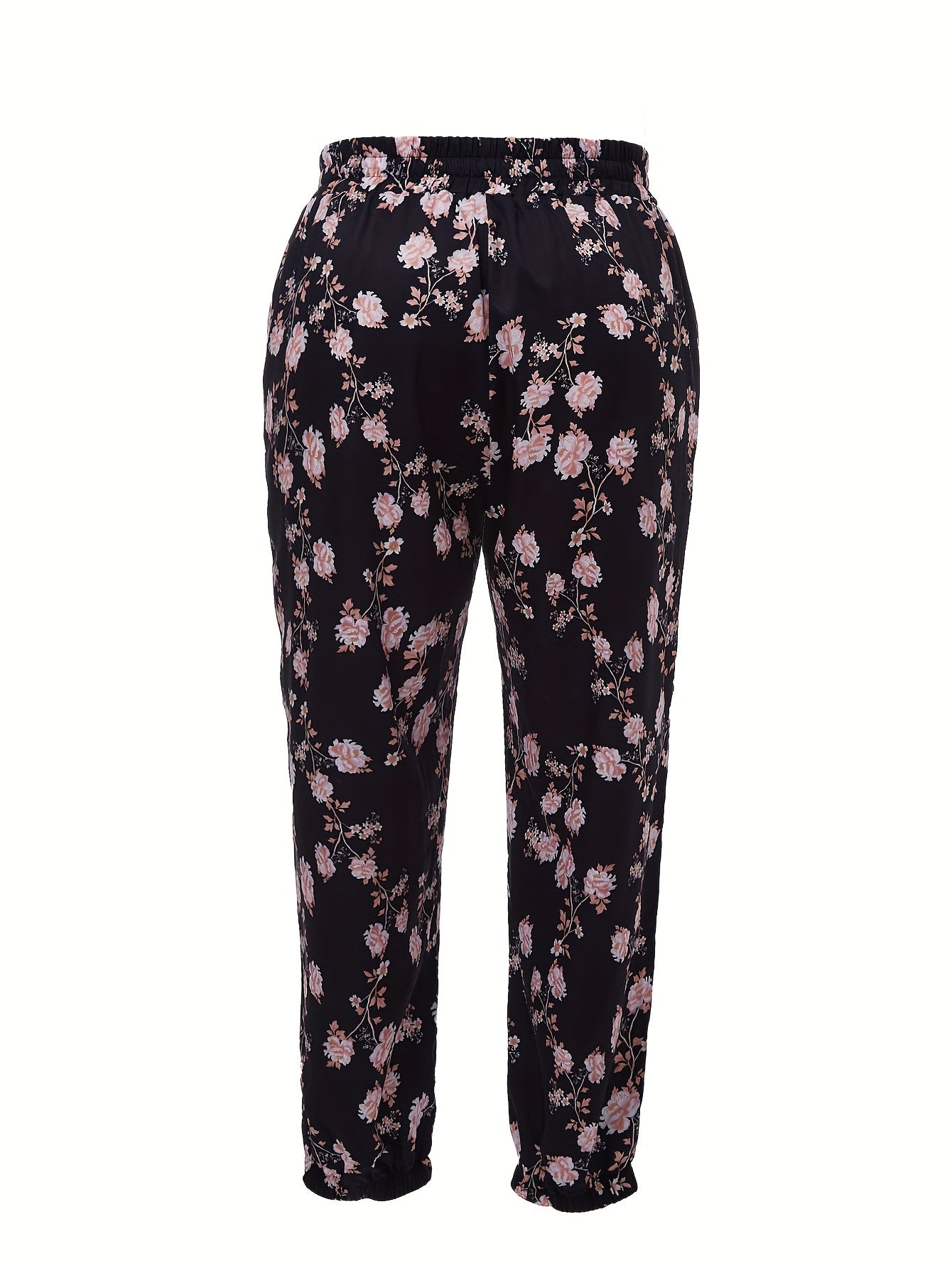 Women's Plus Floral Print High Waist Harem Trousers