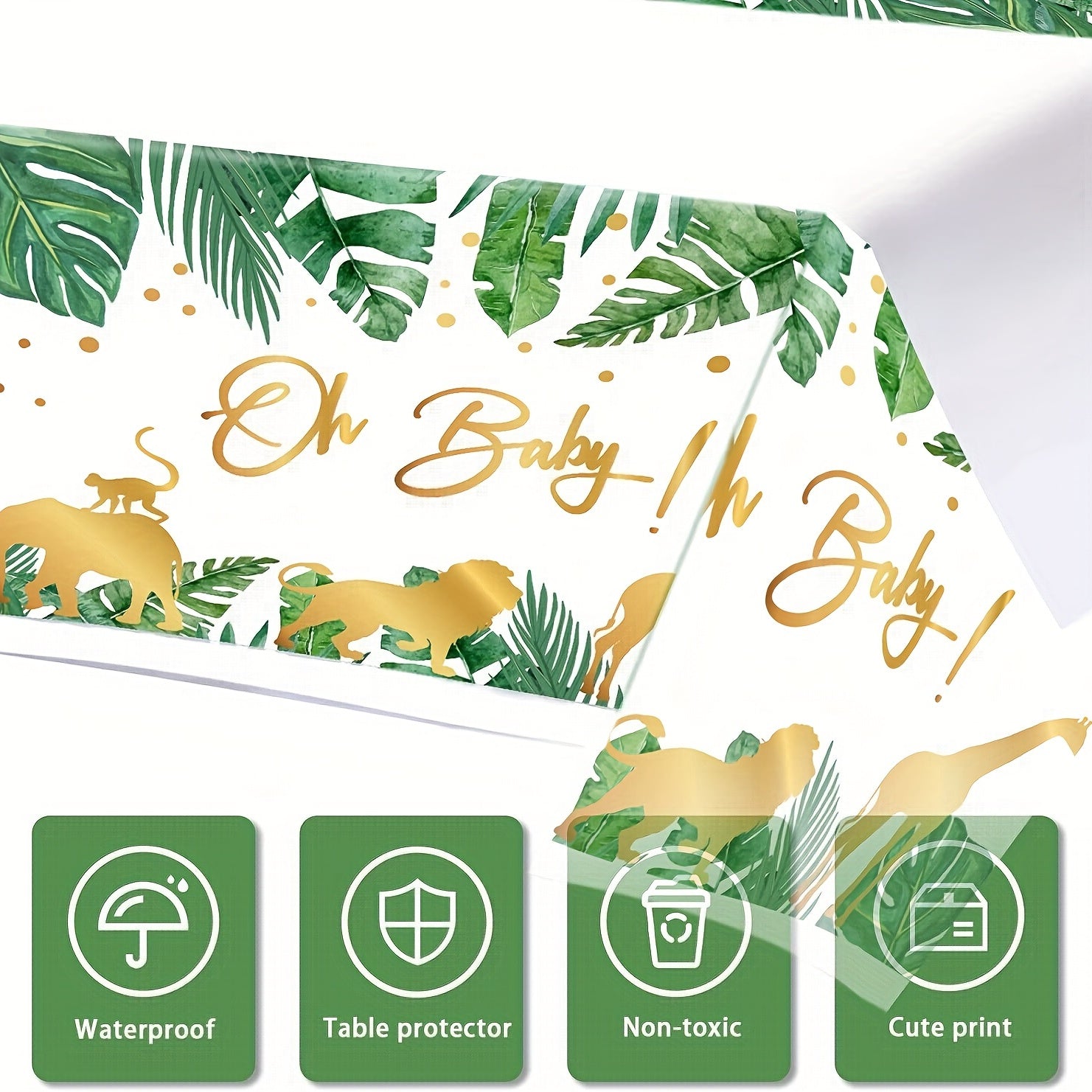 Plastic Jungle Animal Tablecloth - Waterproof Table Covers