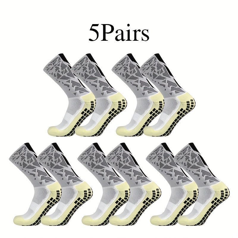 5 Pairs Camo Silicone Soccer Socks Sports Crew Socks Men Women
