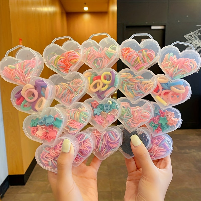 320pcs Macaron Hair Accessories Elastic Hair Tie Claw Clip