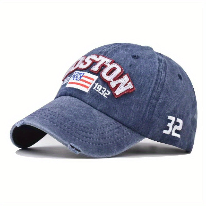 USA Flag Embroidered Baseball Cap Vintage Peaked Sun Hat