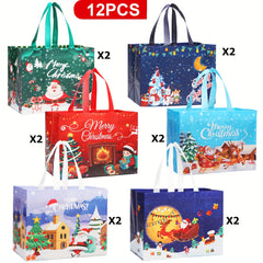 12pcs Christmas Gift Bags Large Xmas Party Favors Tote Bags With Handles