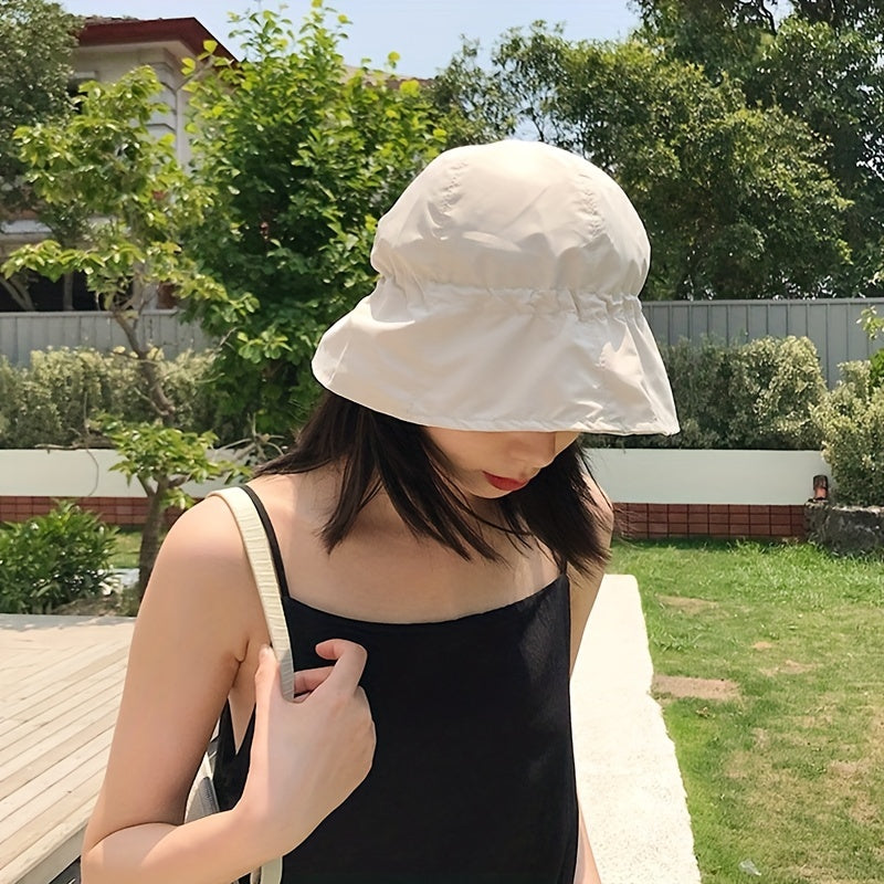 Foldable Drawstring Bucket Hat Lightweight Sun Hat for Women