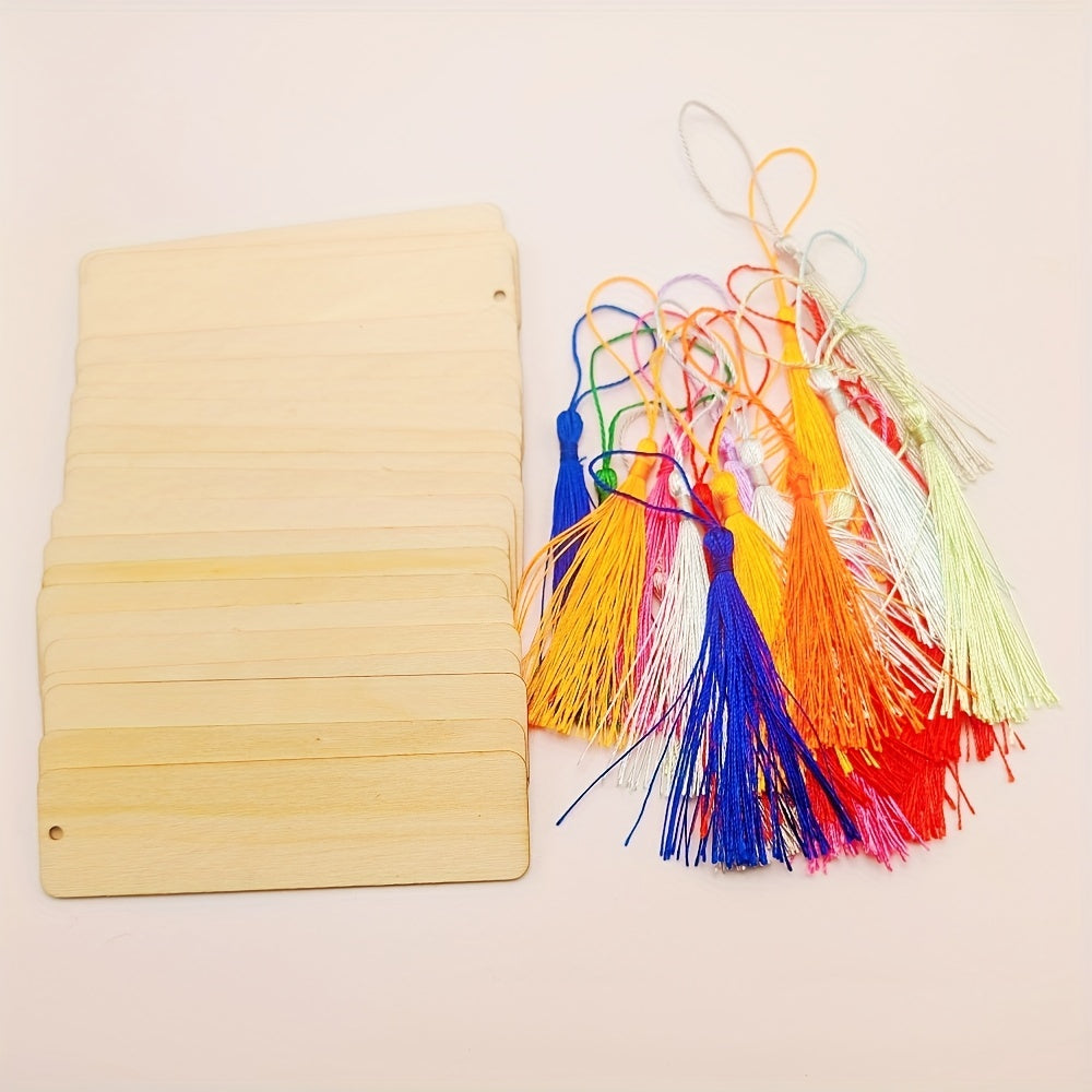 DIY Wooden Bookmark Set for Customizing and Painting with Tassel Tag